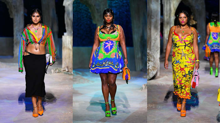 Images courtesy of Versace. Models: Jill Kortleve, Precious Lee, Alva Claire.